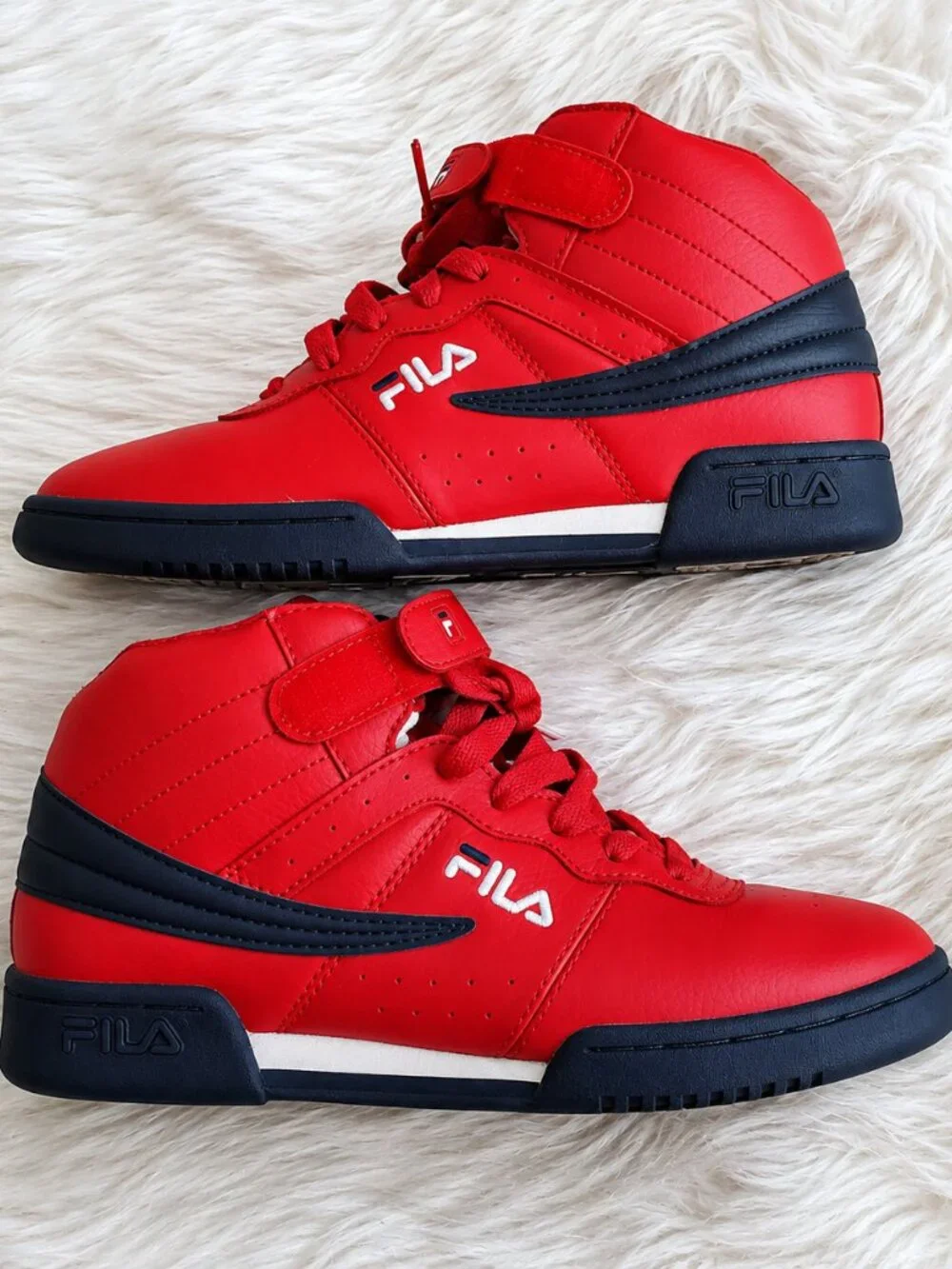 Fila Big Kids Red/Blue High-Top Embroidered Sneaker SZ 6